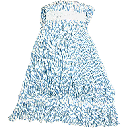 Genuine Joe Blue Stripes Hygrade Rayon Mophead - Medium - Rayon, Yarn - 1Each Genuine Joe Blue Stripes Hygrade Rayon Mophead - Medium - Rayon, Yarn - 1Each