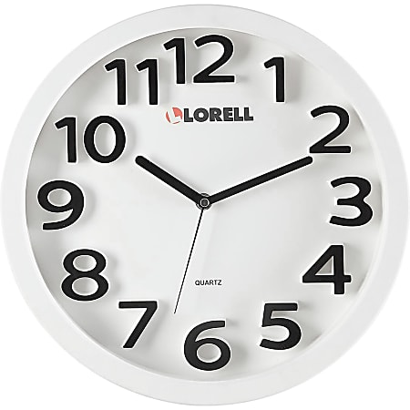 Lorell 13" Round Quartz Wall Clock - Analog - Quartz - White Main Dial - White/Plastic Case