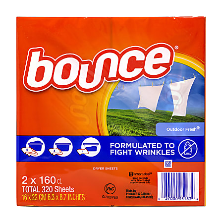 Bounce Outdoor Fresh Dryer Sheets, 160 Sheets Per Pack, Case Of 2 Packs