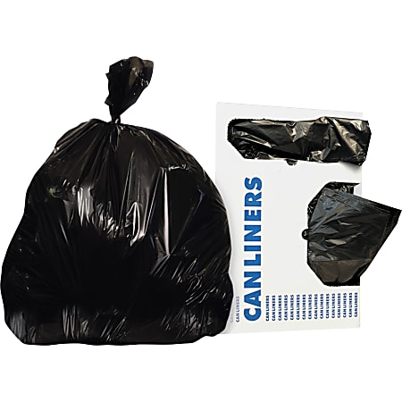 Heritage Low-Density Trash Can Liners, 0.5-mil, 33 Gallons, 39" x 33", Black, Case Of 250 Liners