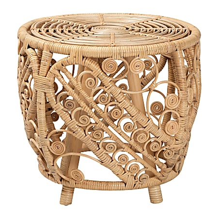 bali & pari Edena Modern Bohemian Rattan End Table, 18-1/2”H x 20-1/2”W x 20-1/2”D, Natural Brown