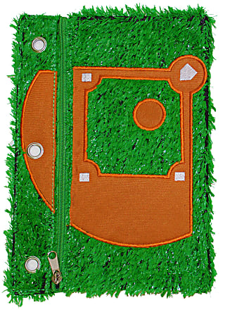 Inkology Sports Binder Pencil Pouches, 1/4"H x 7"W x 10-1/2"D, Baseball Field, Pack Of 12 Pencil Pouches