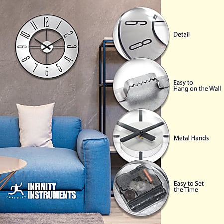 Infinity Instruments Metropolitan Metal Wall Clock 19 34 Diameter ...