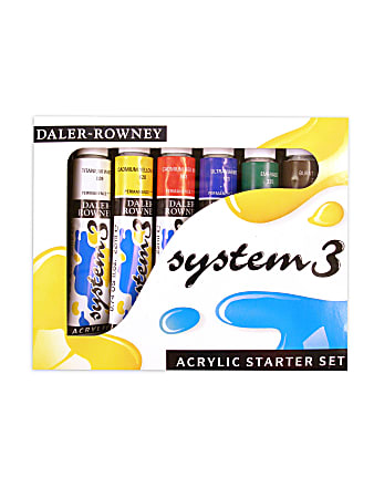 Daler-Rowney System 3 Acrylic Paint Set, Starter Set, 22 mL, Pack Of 6