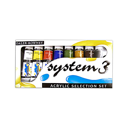 Daler-Rowney System 3 Acrylic Paint Set, Selection Set, 75 mL, Pack Of 8
