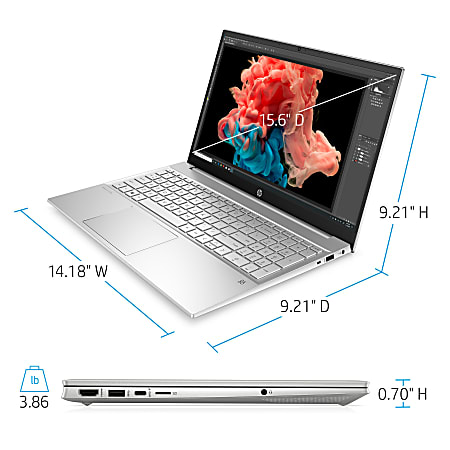 HP Pavilion Laptop 15-eg0027od, 15.6" HD Screen, Intel® Core™i7-1165G7, 8GB Memory, 256GB Solid State Drive, Wi-Fi 6, Windows® 10 Pro, 1M6U3UA#ABA