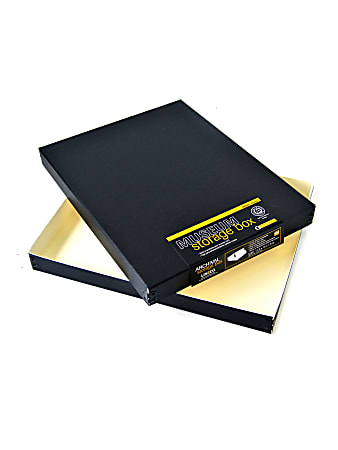 Lineco Drop-Front Storage Box, 11" x 14" x 1 1/2", Black