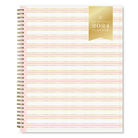 2024 Day Designer WeeklyMonthly Planning Calendar 8 12 x 11 Ticking Stripe  Blush January To December - Office Depot