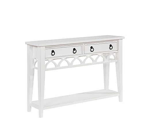 Powell Camargo 2-Drawer Console Table, 32"H x 48"W x 12"D, White/Teal