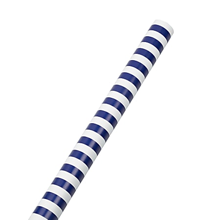 JAM Paper® Wrapping Paper, Striped, 25 Sq Ft, Blue & White