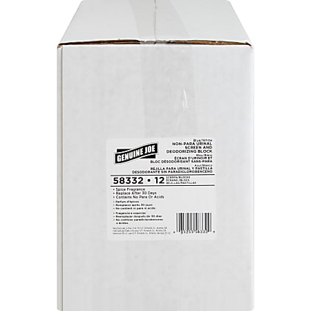 Genuine Joe Non-para Spice Scent Urinal Screen - Lasts upto 30 Days - Non-para Deodorizer, Odor Neutralizer, Acid-free, Water Soluble - 72 / Carton - Blue Genuine Joe Non-para Spice Scent Urinal Screen - Lasts upto 30 Days - Non-para Deodorizer, Odor Neutralizer, Acid-free, Water Soluble - 72 / Carton - Blue