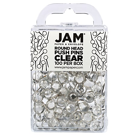 JAM Paper® Colorful Push Pins, 1/2", Clear