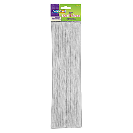 Creativity Street Chenille Stems - Classroom Activities, Craft Project - Recommended For 4 Year - 12" x 0.2" - 100 / Pack - White - Polyester