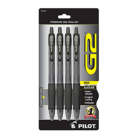 Pilot G2 Retractable XFine Gel Ink Rollerball Pens Extra Fine Point 0.5 mm  Black Ink Pack Of 12 Pens - Office Depot