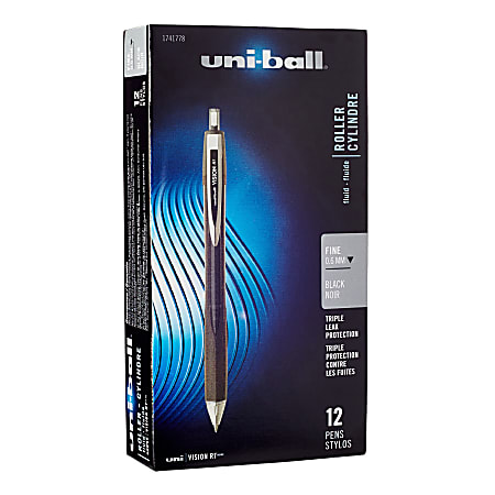 uni ball Vision Liquid Ink Rollerball Pens Fine Point 0.6 mm Black