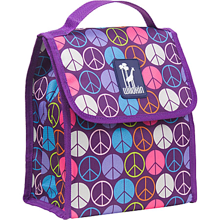 Wildkin Munch 'N Lunch Bag, Peace Signs Purple