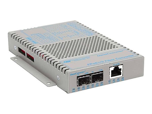 Omnitron OmniConverter FPoE+/S - Media converter - 100Mb LAN - 10Base-T, 100Base-FX, 100Base-TX - RJ-45 / 2 x SFP (mini-GBIC)