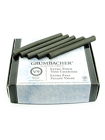 Grumbacher Artists' Charcoal Sticks, Jumbo Vine, Medium, Black, Box Of 25