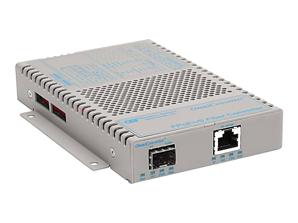 Omnitron OmniConverter FPoE+/S - Fiber media converter - 100Mb LAN - 10Base-T, 100Base-FX, 100Base-TX - RJ-45 / SFP (mini-GBIC)