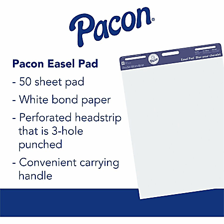 Pacon Unruled Easel Pads - 50 Sheets - Plain - Stapled/Glued - Unruled - 27 Pacon Unruled Easel Pads - 50 Sheets - Plain - Stapled/Glued - Unruled - 27