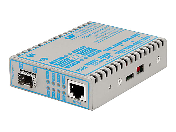 Omnitron FlexPoint 10/100 - Fiber media converter - 100Mb LAN - 10Base-T, 100Base-FX, 100Base-TX - RJ-45 / SFP (mini-GBIC)