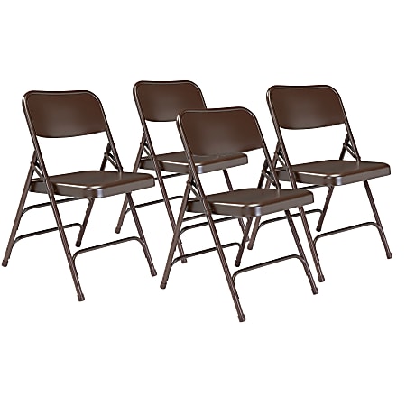 National Public Seating 300 Series Steel Folding Chairs, Brown, Set Of 4 Chairs