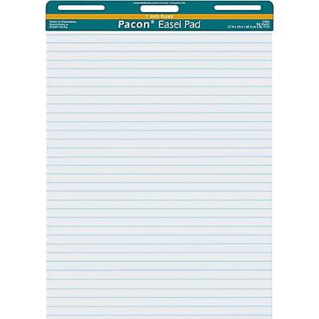 Pacon Ruled Easel Pads - 50 Sheets - Stapled/Glued - Front Ruling Surface - Ruled - 1" Ruled - 27" x 34" - White Paper - Chipboard Cover - Perforated, Bond Paper - 50 / Pad