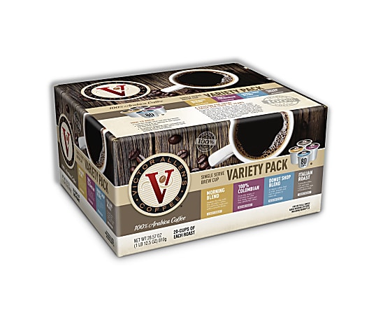 Victor Allen Single-Serve Coffee Pods, Variety Pack, 0.39 Oz, Carton Of 80