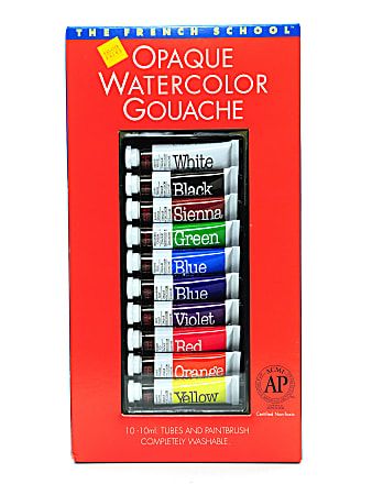 Savoir-Faire The French School Opaque Watercolor Gouache Tube Set, 10 mL, Set Of 10