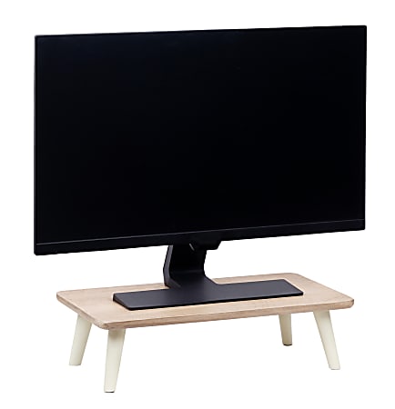 Realspace® Wood/Metal Monitor Stand, 5"H x 18"W x 10"D, Pine/Gold