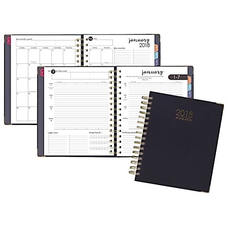 AT-A-GLANCE® Harmony 13-Month Weekly/Monthly Hardcover Planner, 8 7/8" x 7 3/8", Navy, January 2018 to January 2019 (6099-805-20-18)