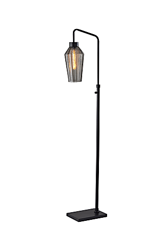 Adesso® Belfry Floor Lamp, 62”H, Smoke Shade/Black Base