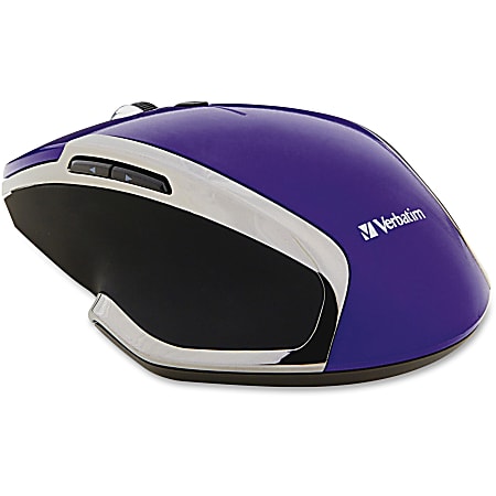 Verbatim® Wireless USB Notebook 6-Button Deluxe Blue LED Mouse, Purple