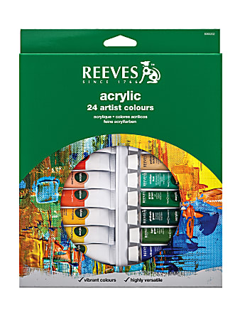 Reeves Acrylic Paint Set, 0.34 Oz, Set Of 24