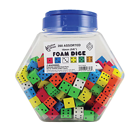 Koplow Games Foam Dice, 16mm, Assorted, Tub Of 200