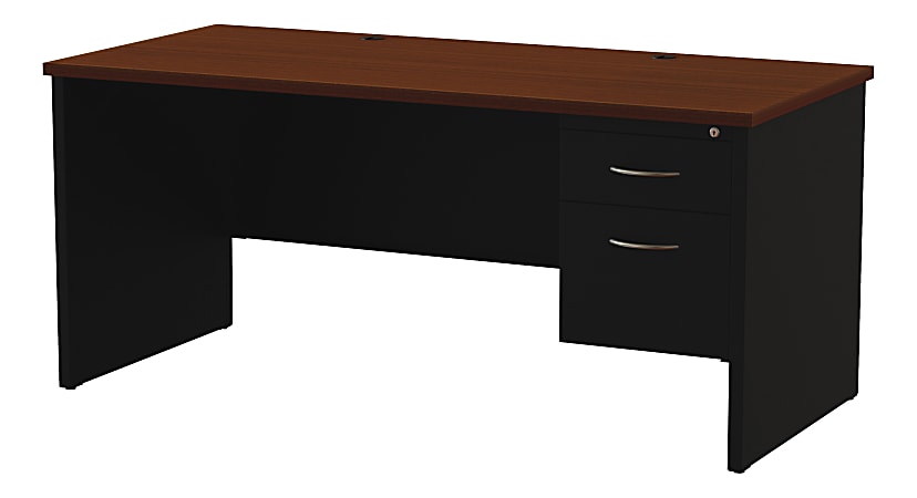 WorkPro® Modular 66"W x 30"D Right Pedestal Desk, Black/Walnut