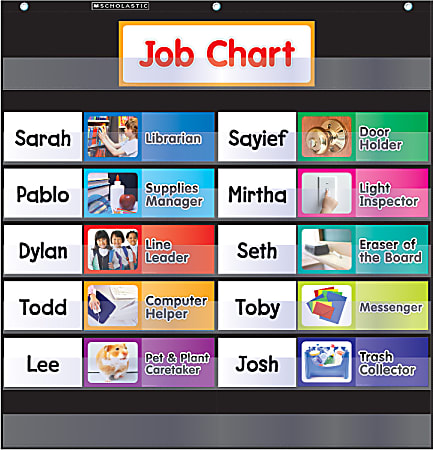 Scholastic Teacher Resources Pocket Chart, Class Jobs, 26