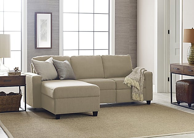 Serta® Palisades Reclining Sectional With Storage Chaise, Left, Beige/Espresso
