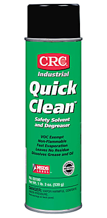 CRC Quick Clean™ Aerosol Safety Solvent/Degreaser, 20 Oz Can, Case of 12