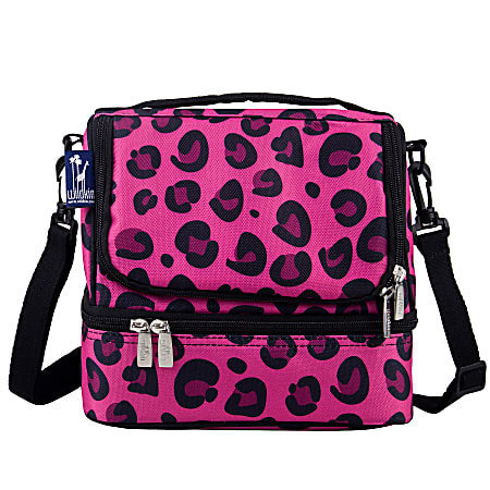 Wildkin Double Decker Lunch Bag, 8"H x 9"W x 7"D, Pink Leopard