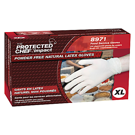 Protected Chef Latex General-Purpose Gloves - X-Large Size - Unisex - Latex - Natural - Ambidextrous, Disposable, Powder-free, Comfortable, Snug Fit - For Cleaning, Food Handling - 100 / Box - 3 mil Thickness