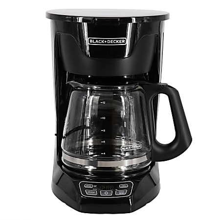 Black and Decker 12 Cup Programmable Coffee Maker With Vortex Technology Black Office Depot