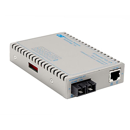 Omnitron iConverter 1000Mbps Gigabit Ethernet Fiber Media Converter RJ45 SC Single-Mode 12km - 1 x 1000BASE-T; 1 x 1000BASE-LX; Standalone; US AC Powered; Lifetime Warranty