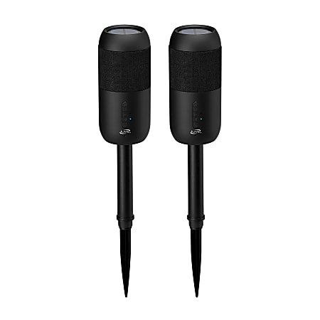 iLive ISBW240BDL Wireless Bluetooth® Indoor & Outdoor Waterproof Speakers with Removable Stakes, Black, Set Of 2 Speakers