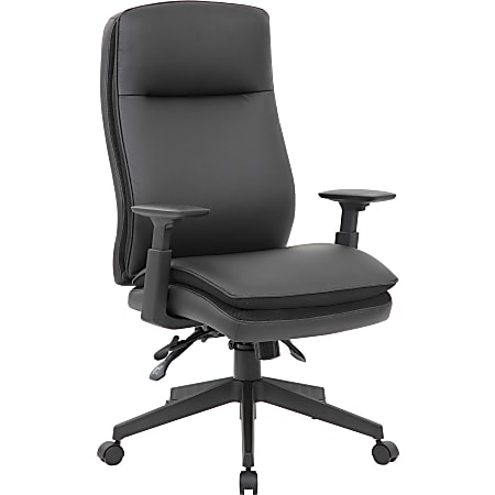 Lorell Soft High-back Executive Office Chair - Black Vinyl Seat - Black Vinyl Back - Black Frame - High Back - 5-star Base - Armrest - 1 Each