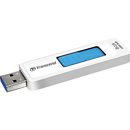 Transcend 8GB JetFlash 770 USB 3.0 Flash Drive - 8 GB - USB 3.0 - 52 MB/s Read Speed - 30 MB/s Write Speed - White, Blue