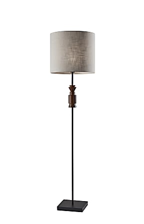 Adesso® Elton Floor Lamp, 68”H, Black/Light Beige