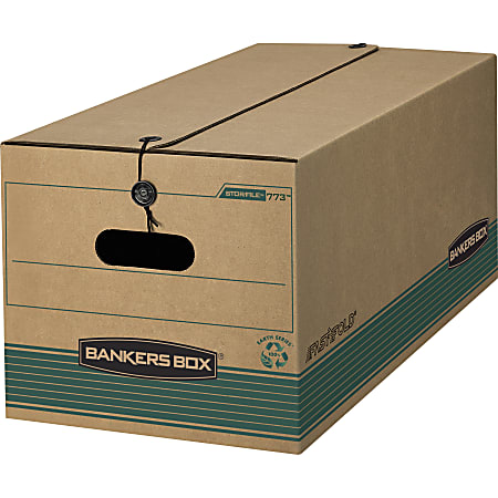 Bankers Box® Stor/File™ 100% Recycled Boxes With Lids, 15" x 24" x 10", Kraft/Green, Case Of 12