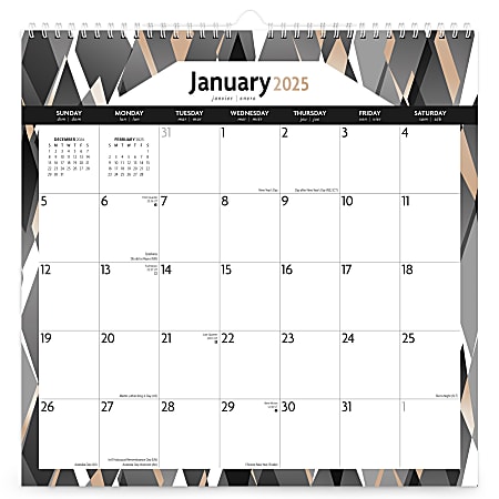 2025 BrownTrout Ebony and Ivory Monthly Square Wire-O Calendar, 12" x 12", Home and Garden, January to December 2025, 9781975478490