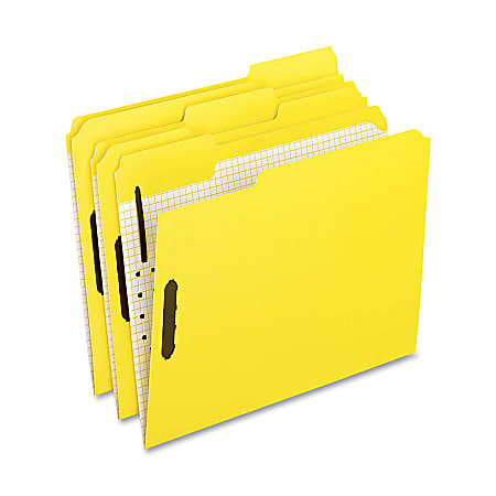 Oxford® 1/3-Cut Color Fasteners Folders, Letter Size, Yellow, Box Of 50